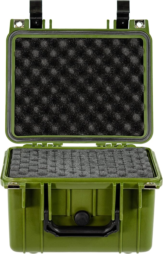 Eylar Small 10.62" Deep Gear, Equipment, Hard Camera Case Waterproof with Foam TSA Standards (Green)