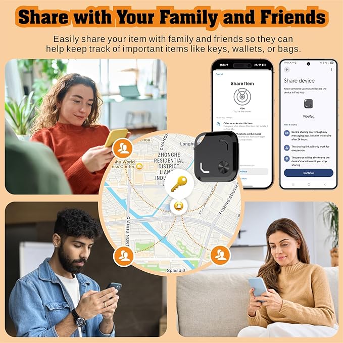 2025 New Android Air Tracker Tags-4 Pack for Both iOS & Android Phones, Dual System Bluetooth Tracker Compatible with Apple Find My (iOS) & Google Find Hub (Android) Device for Luggage, Keys, Backpack
