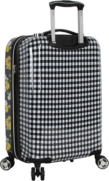 Betsey Johnson Designer 20 Inch Carry On - Expandable (ABS + PC) Hardside Luggage - Lightweight Durable Suitcase With 8-Rolling Spinner Wheels for Women (Sunflower)