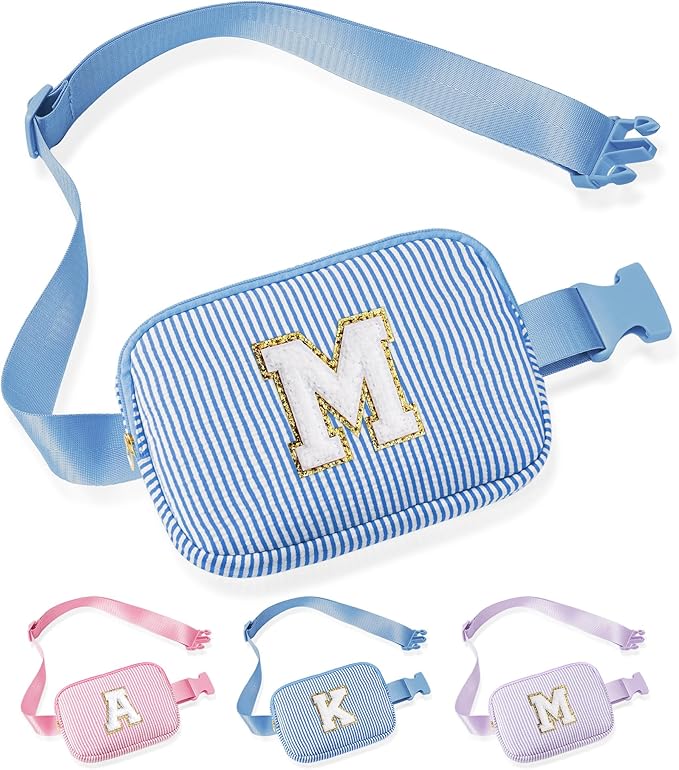 YOOLIFE Christmas Gifts for Girls Kids - Birthday Gifts for 3 4 5 6 7 8 9 10 11 12 13 Year Old Girl | Initial Fanny Pack Belt Bag Purse | Stocking Stuffers for Girls Teen Daughter Sister Blue M