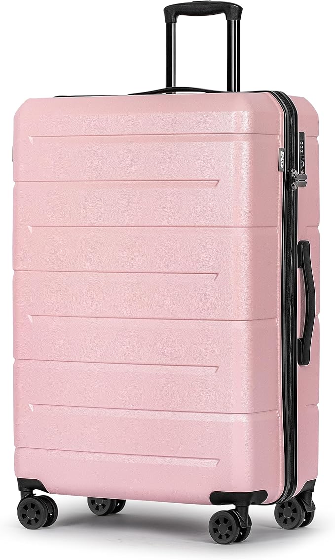 KYME 28 Inch Luggage TSA Approved Hardshell Large Suitcases with Wheels Durable Big Checked Luggage Travel Rolling Suitcase for Women Men Pink