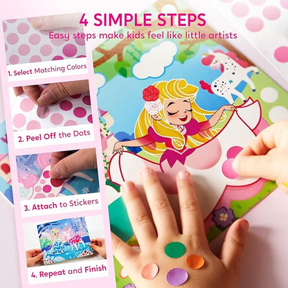 Klever Kits Princess Dot Art Kit for Kids, No Mess Sticker for Toddlers 3-7, Art and Craft Kits, DIY Creative Activity, Travel Toy, Birthday Presents for Boys Girls