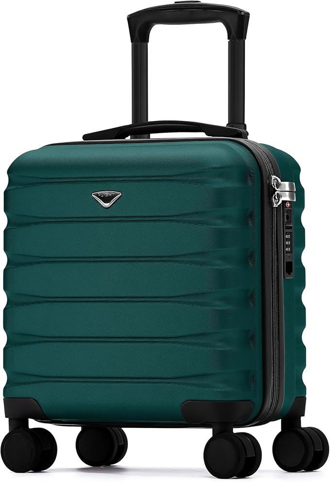 Flight Knight Carry On Suitcase 16.25x13.5x8 Hardside TSA Lock & USB Port Lightweight Luggage Silent Double Spinner Wheels Maximum Underseat Carry-On Bag For Virgin & South West Approved Airlines