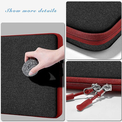 Slim Laptop Case 13.3 14 inch Sleeve, Rainproof & Shockproof Carrying Case for Notebooks Compatible with MacBook Pro 14" and All Models 13.3" MacBook Air/Pro, Most Popular 13"-14" PC,Black-red