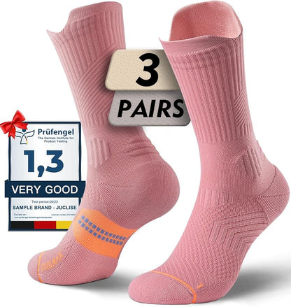 Womens Coolmax Bamboo Viscose Compression Running Crew Socks, Moisture-Wicking Anti-Blister Hiking&Gym Athletic