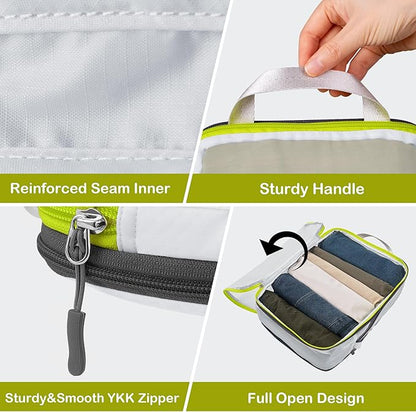 Cipway Compression Packing Cubes, See Through Mesh Luggage Organizer Bags, Travel Essentials for Carry on Suitcase with Laundry Bag and Clear Toiletries Bag（6 Pcs,White）