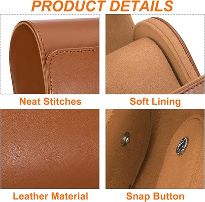 HARFINGTON Watch Roll Travel Case Single Slot Portable Leather Watch Case for Men and Women, Watches Storage Organizer with Removable Pillows for Traveling, Display, Home Storage, Yellow