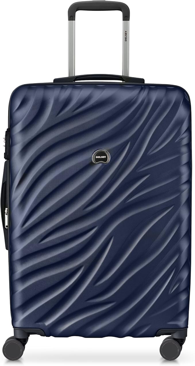 DELSEY PARIS Alexis Durable Hardside Luggage, Expandable Lightweight 4-Wheel Spinner, Easy Grip Telescoping Handle for Smooth Mobility, TSA-Lock Incorporated, Men and Women, Navy, Check-In 25-Inch