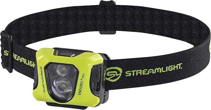 Streamlight 61435 Enduro Pro USB 200-Lumen 2080-Candela Ultra-Light LED Rechargeable Headlamp with Spot & Flood Beams, Elastic Head Strap, and USB Cable, Yellow