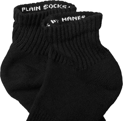 Hanes Unisex Plain White Socks Pack or Plain Black Socks Pack, Men's, Women's & Teen Sizes, Crew and Ankle 6-Packs