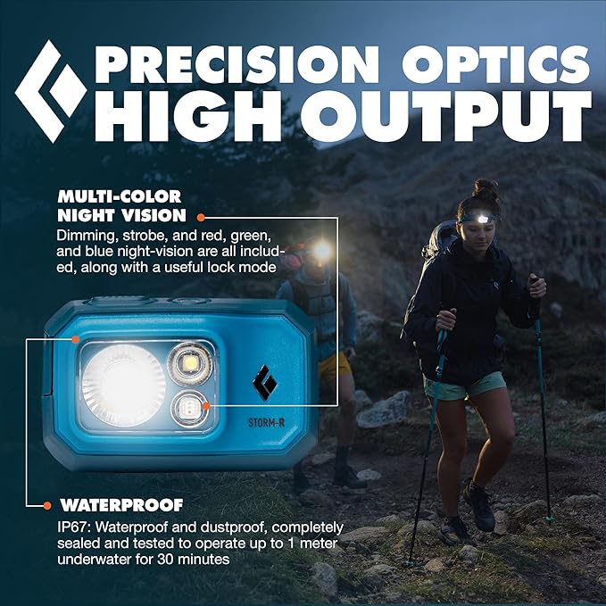 BLACK DIAMOND Storm 500-R Rechargeable Headlamp | 500 Lumens Brightness | Waterproof & Micro-USB Charging | Azul