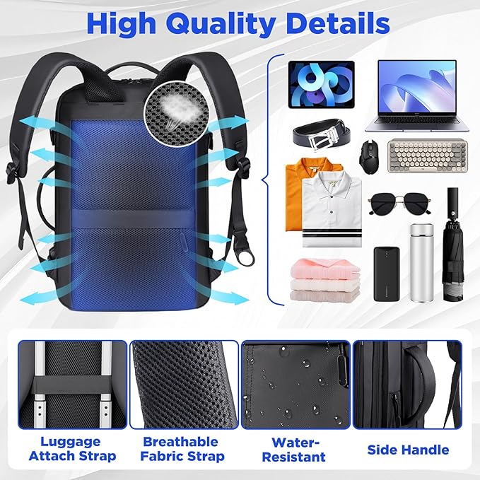 TNELTUEB Vacuum Backpack Travel-Expandable Vacpack Backpack with 3 Compression Bags and Manual Pump, Waterproof & Laptop Compartment(Fits 17"), Carry-on Luggage Backpacks for Flight/Business, Black