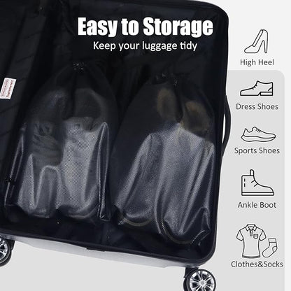 Gloppie Shoe Bags for Travel, (2-Pack) Shoe Storage Bag with Drawstring, Packing Organizer for Sneakers, Gym, Luggage, Closet, Weekender Overnight Travel Essentials, Grey