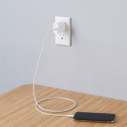 Amazon Basics 20W One-Port USB-C Wall Charger with Power Delivery PD for Tablets & Phones (iPhone 16/15/14/13/12/11/X, iPad, Samsung, and more), non-PPS, 1.81 x 1.73 x 1.09 inches, White
