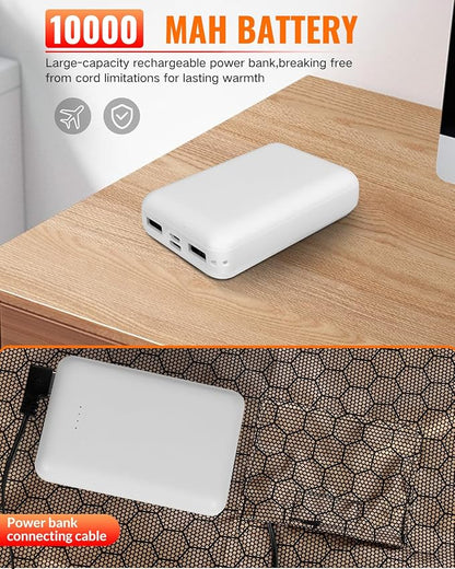 Cordless Heated Blanket, Battery Operated Heating Blanket with 10000mAh Battery & 6-Zone Fast Heating Wearable Blanket Throw for Indoor Outdoor, Camping, Travel, Football Game, Machine Washable