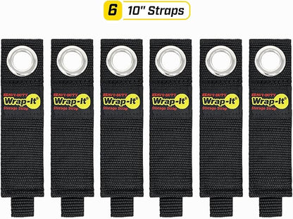 Heavy-Duty Wrap-It Storage Straps, 10-inch (6 Pack) - Hook and Loop Extension Cord Organizer Hanger, Cord Keeper, Cable Straps for Cords, Hoses, and Garage Storage