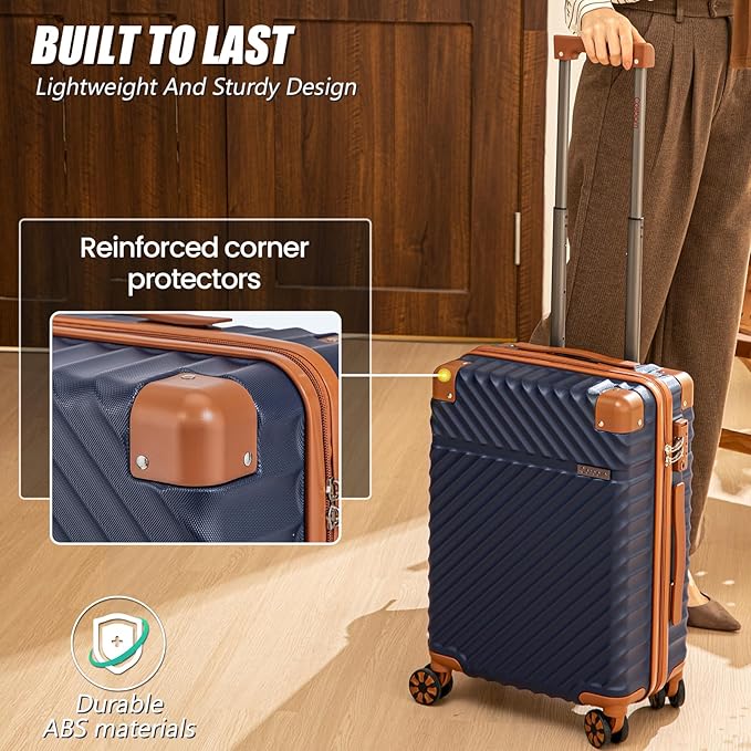 Luggage Sets 5 Piece with TSA Lock Spinner Wheels, Unisex Hard Case ABS Suitcase Set, Hardshell Lightweight Waterproof Travel Hardside Suitcases with Wheels for Women Men, Burgundy