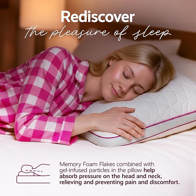 IWS I WANNA SLEEP Snow® Touch Adjustable Pillow, Neck Support, Queen Size Bed Pillows for Sleeping, Gel Cross Cut Memory Foam for Side Sleepers