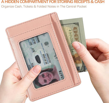 Travelambo Slim Wallet Front Pocket Minimalist Leather RFID Blocking Medium Size