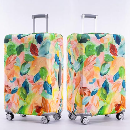 Travelkin Luggage Covers For Suitcase Tsa Approved,Suitcase Cover Protector Fit 18-32 Inch Luggage (Coloured Leaves, L)