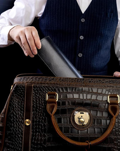 MR.OKAY 3 Watch Travel Case- Classic Leather Watch Case With Perfect Texture.Portable Watch Roll Or Organizer For Storage And Display. Luxury Gifts For Men, All Handmade by Artisans.