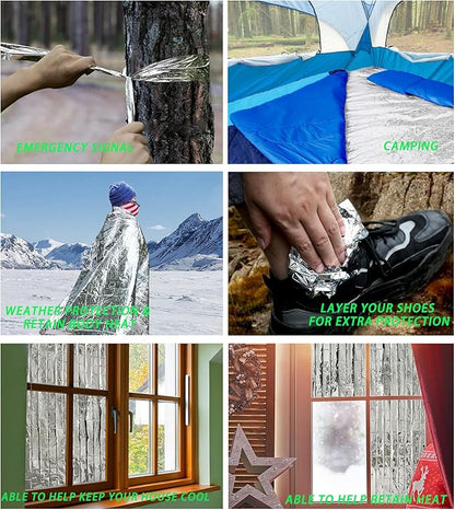 Emergency Foil Thermal Blanket (Pack of 100), 210 x 160 cm (82" x 63") Emergency shelter Survival Reflective Blankets Perfect for Outdoors, Hiking, Survival, Marathons or First Aid