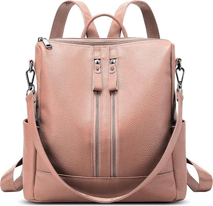 Genuine Leather Backpack Purse for Women: Fashion Ladies Convertible Backpack Designer Shoulder Handbag for Travel
