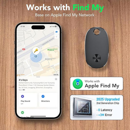 Air Tracker Tags-4 Pack, Bluetooth Tracker Works with Apple Find My APP (iOS Only), Keys Finder and Item Locator for Luggage, Backpack, Suitcases, Replaceable Battery, IP67 Waterproof Tracking Tag