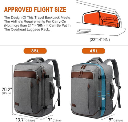 LOVEVOOK Carry on Backpack, 45L Large Travel Backpack for Women Men Airline Approved, Expandable Large Suitcase Backpacks With 4 Packing Cubes, Aer Travel Pack 3, Water Resistant Weekender Bag