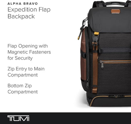 TUMI - Alpha Bravo Expedition Flap Backpack - Large Carry On Backpack - 21.0" X 12.5" X 7.5" - Fits up to 17" Laptop - Black Onyx