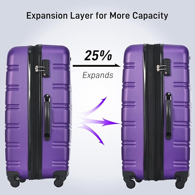 Merax Luggage Sets 13 Piece Suitcase Set 16/20/24/28 IN,Carry on Luggage and Travel Bag TSA Lock Expandable,Hard Case Luggage with Spinner Wheels,Purple