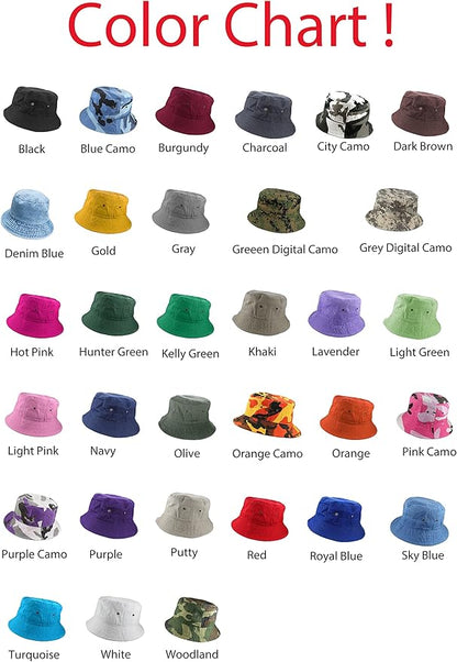 Gelante Solid Color 100% Cotton Bucket Hat for Women and Men Packable Travel Summer Beach Hat
