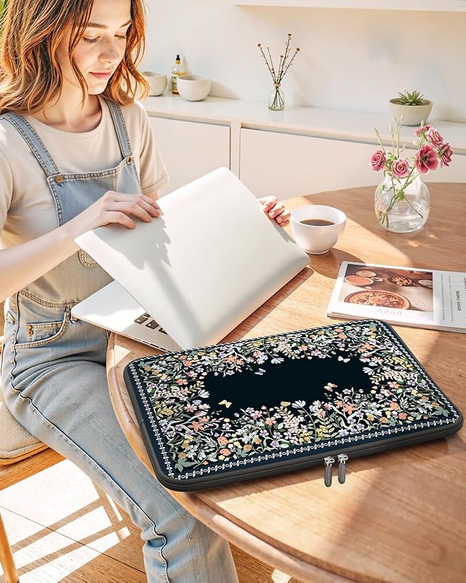iCasso Laptop Sleeves 13 inch,Cute Laptop Carrying Case Black,13-13.6 inch Computer Sleeve Bag Compatible with MacBook Air Pro 13/14, HP Dell ASUS Lenovo Chromebook Notebook