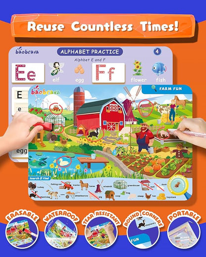 Search and Find Book and Handwriting Practice Books Set, More Than 50+ Preschool Learning Activities for Toddler and Kids 3-8, Travel Games for Road Trip Car Airplane