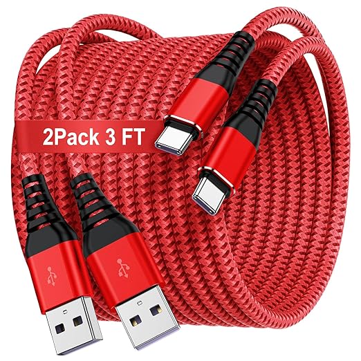 Susnwere USB C Type C Cable 3 FT,Nylon Braided Fast Charging 3A Quick Charger Cord,USB A to Type C Charger Cord Cable for iPhone 15 Samsung Galaxy S20 S10 S9 S8 Plus S10E, Note 20 10 9 8, Moto G7 G8
