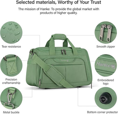Hanke Underseat Carry On luggage Bags for Travel, Foldable Travel Bags for Women, Soft Lightweight Personal Item Travel Bag Small Carry On Bags for Airplanes, Travel Tote Bags for Women Men. Green