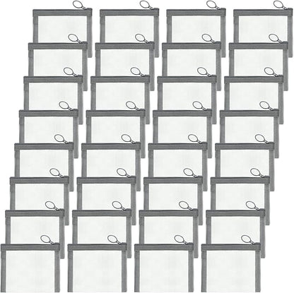 Jexine 30 Pieces Mini Zipper Mesh Bags Nylon Small Zipper Pouch Mini Pouch Portable Beauty Purse Mesh Coin Purse for Travel Home Keychain Holder Makeup Cosmetic Storage(5 x 4 Inches,Gray)
