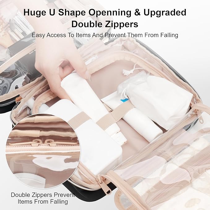 Everfun Hanging Travel Toiletry Bag Christmas Gifts for Women Traveling With Leakproof Compartment Makeup Cosmetic Organizer Dopp Kit Travel Accessories Essentials Must Have