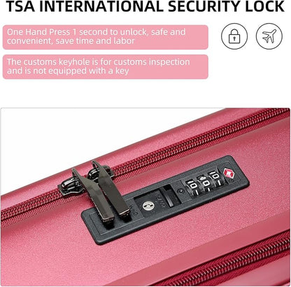 Premium Carry On Luggage, 20 Inch Top Opening Aluminum Frame Lightweight Airline Approved ABS+PC Hard Shell Suitcases with Silent Wheels, TSA Lock, Front Pocket and Wet-dry Separated Six-piece Set