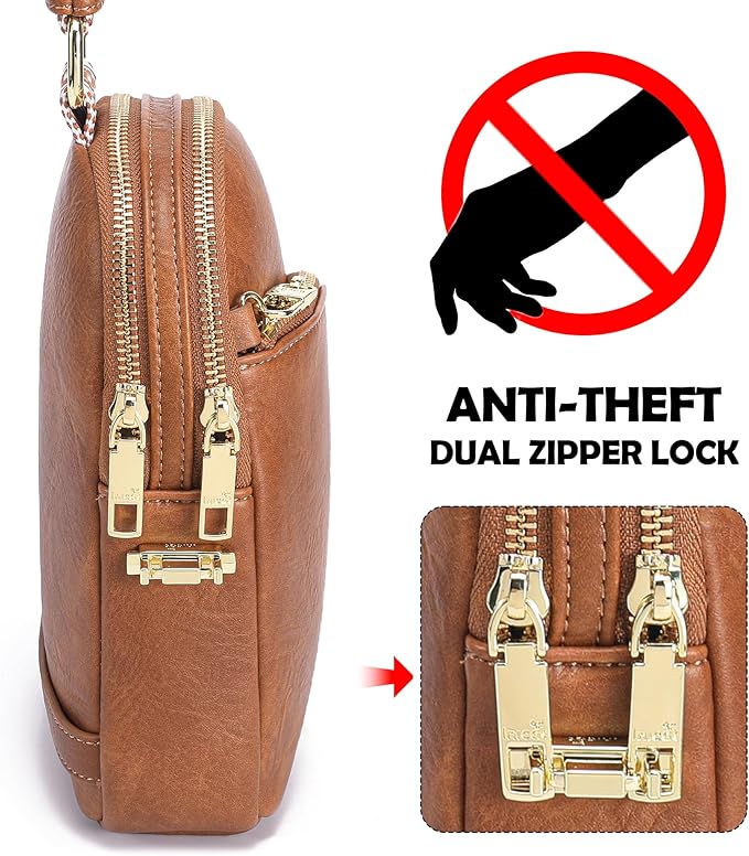 INICAT RFID Blocking Sling Bag,Anti Theft Crossbody Bags for Women,Travel Gifts Cross Body Purses Vegan Leather