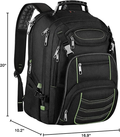 Travel Laptop Backpack,Extra Large 18.4 Inch Laptop RFID Anti Theft TSA Friendly Backpack with USB Charging Port,Water Resistant Backbag,Heavy Duty Computer Bag for Women Men,21.2*15.5*11.5 inch Green