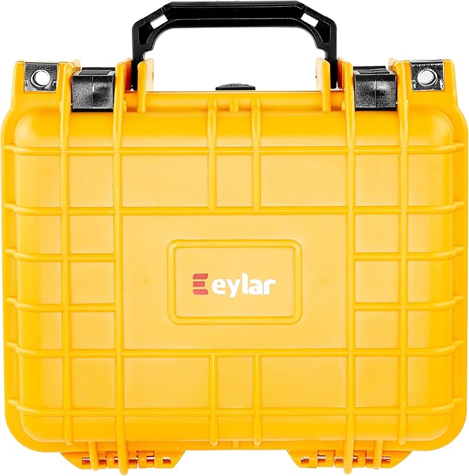Eylar Small 10.62" Deep Gear, Equipment, Hard Camera Case Waterproof with Foam TSA Standards (Yellow)