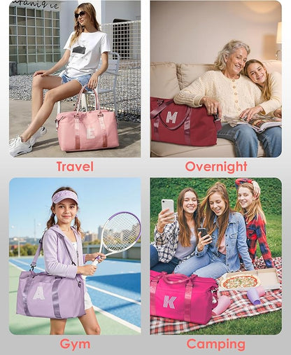 Daughter Gift from Mom, Gifts for Girls, Initial Travel Duffel Bag, Sports Gym Bag, Personalized Weekender Bag with Shoulder Strap, Overnight Bag for Women, Gifts for Friends (Letter B)