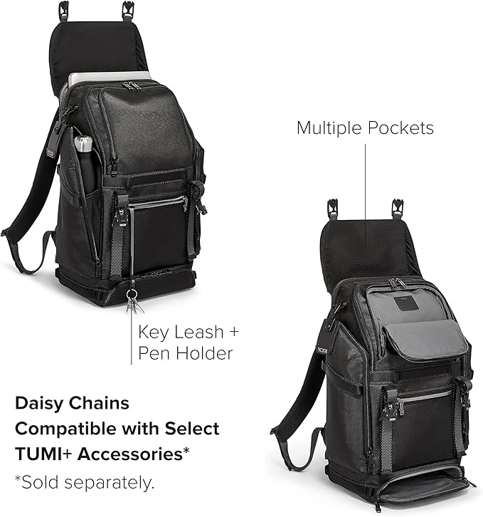 TUMI - Alpha Bravo Expedition Flap Backpack - Large Carry On Backpack - 21.0" X 12.5" X 7.5" - Fits up to 17" Laptop - Black