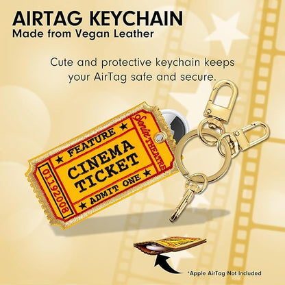 Sonix Keychain Case Compatible with Apple AirTag | Protective AirTag Cover Keychain Charm | Embroidered Cinema Tag Charm | Movie Ticket