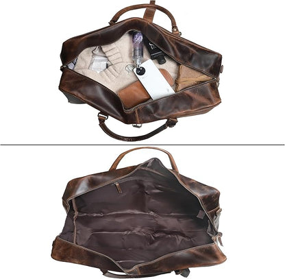 Leather Duffle bag Travel Weekender Bag Carry on Overnight Bag Gym Sports Duffel bag Luggage Bag for Men and Women