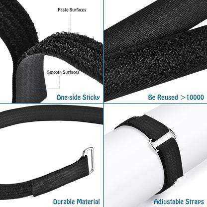 1"x19.7ft Hook and Loop Straps with 30 Buckles Adjustable Cut-to-Length Cable Ties - Reusable Nylon Fastening Tape Cable Straps for Storage or Organization (1in x 19.7ft)
