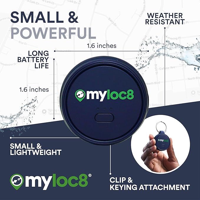 Highly Precise GPS Tracker for Keys, Backpack, Luggage & Kids – Built-in SIM, SOS Button - Smart Tag with Real-Time Tracking, Waterproof, iOS & Android Locator Device (Subscription Required)