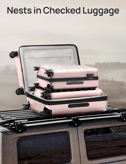 NINETYGO Large Checked Luggage 28 Inch, Checking In Luggage with Smooth Spinner Wheels, Expandable, Hard Shell PC Suitcase, Lightweight Travel Luggage, TSA Approved (Pink, Rhine Max)