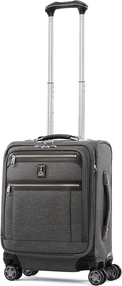 Travelpro Platinum Elite Softside Expandable Carry on Luggage, 8 Wheel Spinner Suitcase, USB Port, Men and Women, International, Vintage Grey, Carry On 19-Inch